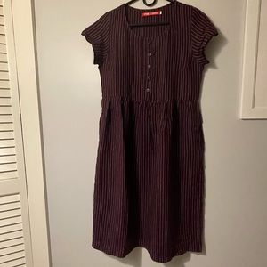 Pyne & Smith - Model No.11 Thistle flower linen, button up, midi dress - Small